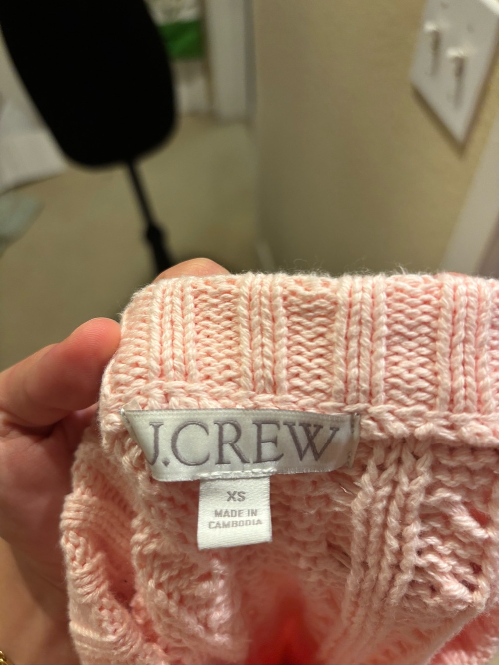 NWOT J. Crew Cable Knit Crewneck Sweater in Light Pink - Picture 5 of 6